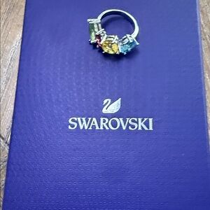 Swarovski Silver Ring with Colorful Gemstones